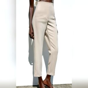Zara Cream Pleated Waist Pants